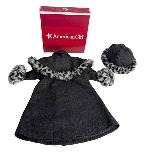 American Girl Doll Nellie Holiday Coat Woolen Hat Faux Fur Animal Print Cape Box - Picture 5 of 9